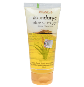 Patanjali Ayurveda Saundarya Aloe Vera Gel Kesar Chandan 150 ml for sunburn, dark spots, and pigmentation