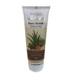 Patanjali Ayurveda Saundarya Multani Mitti Face Scrub 60 gm, dead skin cells, pimples, blackheads, face glow