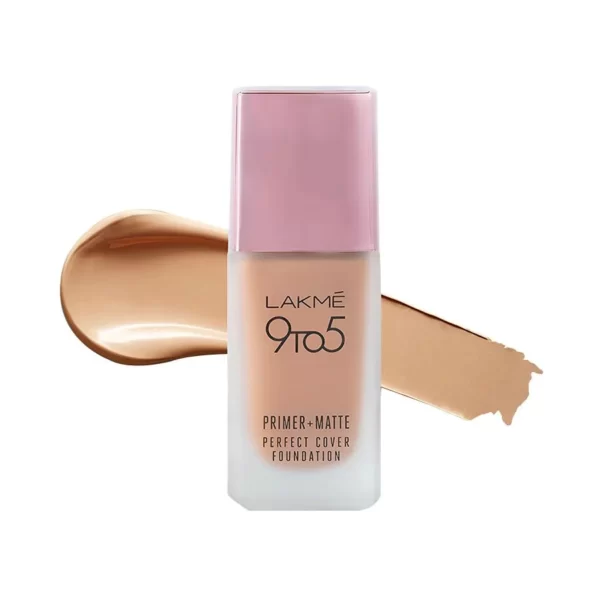 Lakme 9 To 5 Primer + Matte Perfect Cover Foundation - W240 Warm Beige(25ml)