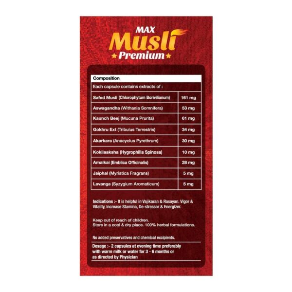 Max Ayurveda Musli For Men - 60 Capsules - Image 2