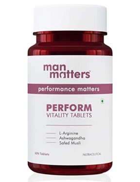 Man Matters Ashwagandha, Safed Musli, Gokshura, Kaunch beej & L' Arginine Tablets | Indian Ginseng| | 8 Natural Herbs | No Side Effects| 60 Tablets