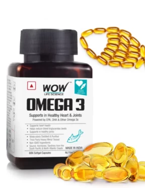 WOW Life Science Omega-3 1000Mg Capsules - Epa + Dha Enriched 60 Capsules