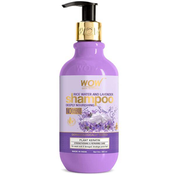 WOW Skin Science Rice Water Shampoo With Rice Water, Rice Keratin & Lavender Oil(300ml)