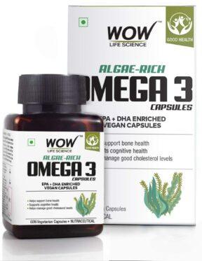 WOW Life Science Algae-Rich Omega 3 Capsules - 60 Vegetarian Capsules