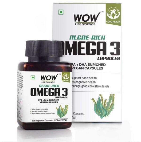 WOW Life Science Algae-Rich Omega 3 Capsules - 60 Vegetarian Capsules