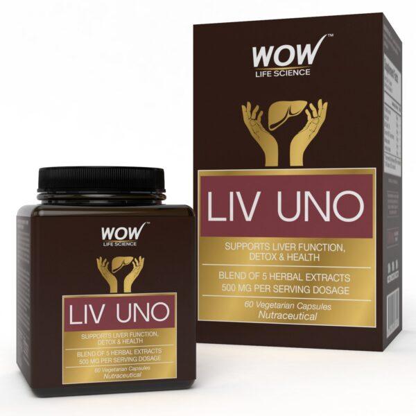 WOW Life Science Liv Uno-Blend of 5 herbal extracts (60 Vegetarian Capsules)(60 pcs)