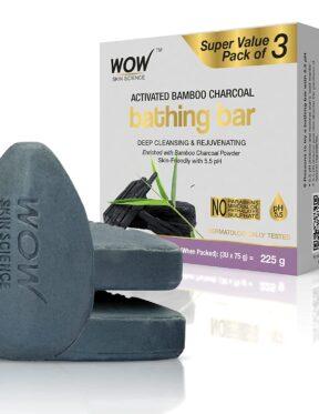 WOW Skin Science Activated Bamboo Charcoal Bathing Bar With 5.5ph(75gm)