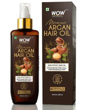 WOW Skin Science Moroccan Argan Hair Oil - WITH COMB APPLICATOR - Cold Pressed(200ml)