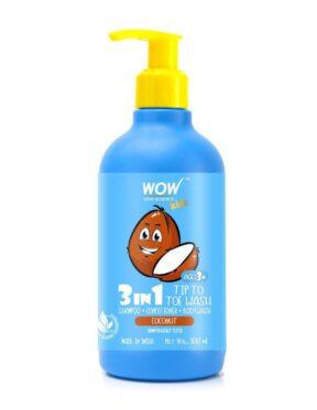 WOW Skin Science Kids Coconut 3 in 1 Tip to Toe Wash - Shampoo + Conditioner + Bodywash(300ml)