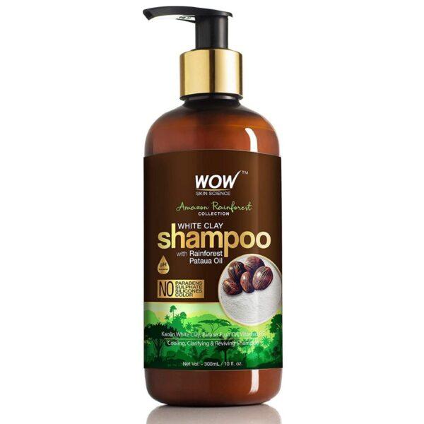 WOW Amazon Rainforest Collection – White Clay Shampoo with Rainforest Pataua Oil – No Parabens, Sulphate, Silicones and Color, 300 ml