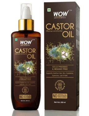 WOW Skin Science 100% Pure Castor Oil – Cold Pressed – For Stronger Hair, Skin & Nails – No Mineral Oil & Silicones – 200 ml