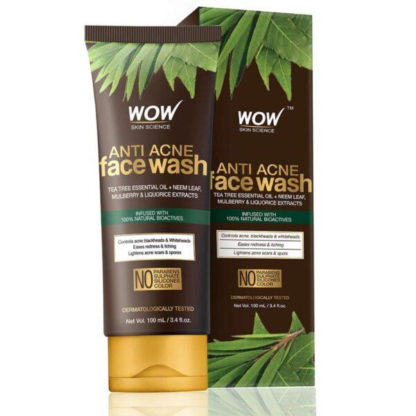 WOW Skin Science Anti Acne Face Wash – Oil Free – No Parabens, Sulphate, Silicones & Color – 100 ml