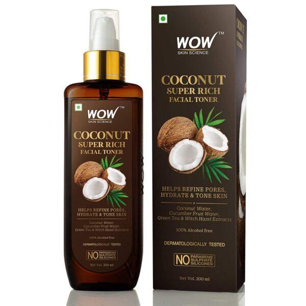 WOW Skin Science Coconut Super Rich Facial Toner for Hydrating & Toning Skin – For All Skin Types – No Parabens, Sulphate & Silicones – 200 ml