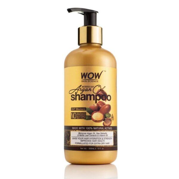 WOW Skin Science Moroccan Argan Oil Shampoo (with DHT Blocker) – No Sulphates, Parabens, Silicones, Salt & Colour – 300 ml