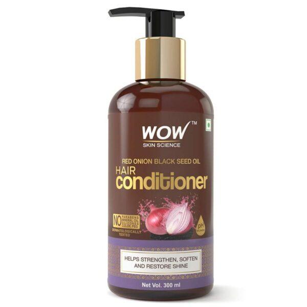 WOW Skin Science Red Onion Black Seed Oil Hair Conditioner with Red Onion Seed Oil Extract, Black Seed Oil & Hydrolyzed Wheat Protein – No Parabens, Mineral Oil, Silicones, Color & PEG – 300 ml