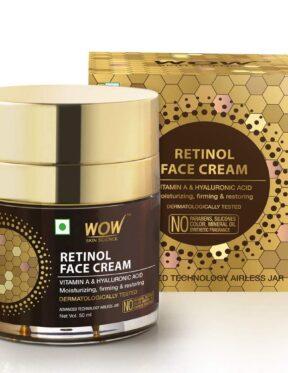 WOW Skin Science Retinol Face Cream – Oil Free, Quick Absorbing – For All Skin Types – No Parabens, Silicones, Color, Mineral Oil & Synthetic Fragrance – 50 ml