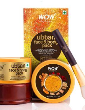 WOW Skin Science Ubtan Face & Body Pack with Chickpea Flour, Almond Shell Powder, Saffron & Turmeric Extracts, Rose Water & Sandalwood Oil – No Sulphate, Parabens, Silicones & Color – 200 ml
