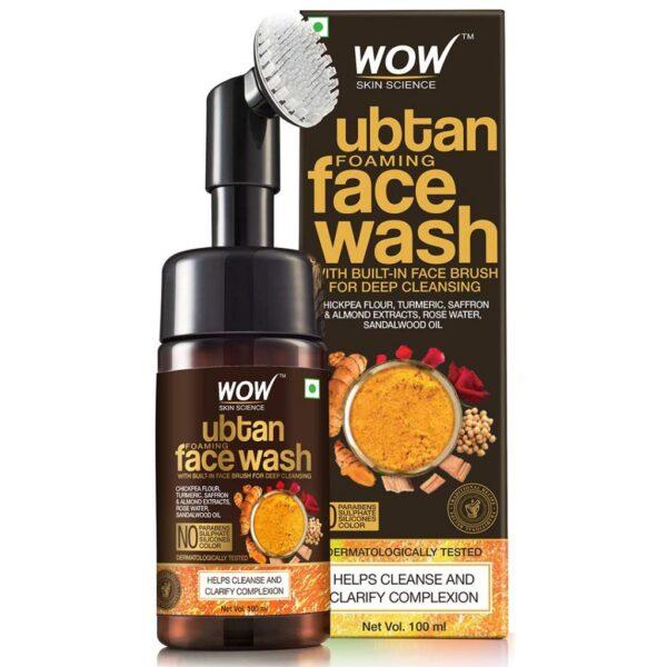 WOW Skin Science Ubtan Foaming Face Wash with Built-In Face Brush for deep cleansing – No Parabens, Sulphate, Silicones & Color – Face Wash (100 ml)