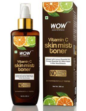WOW Skin Science Vitamin C Skin Mist Toner with Lemon Essential Oil, Orange Essential Oil With Hazel & Aloe Vera Extracts – For All Skin Types – No Parabens, Silicones, Mineral Oil & Sulphates – 200 ml