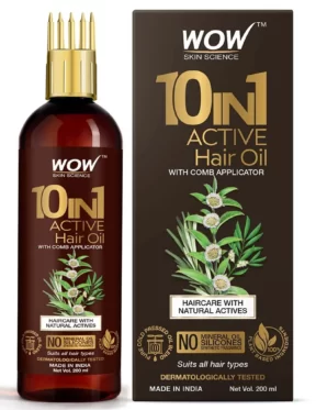 WOW Skin Science 10 in 1 Active Hair Oil - WIth Comb Applicator - Cold Pressed(200ml)