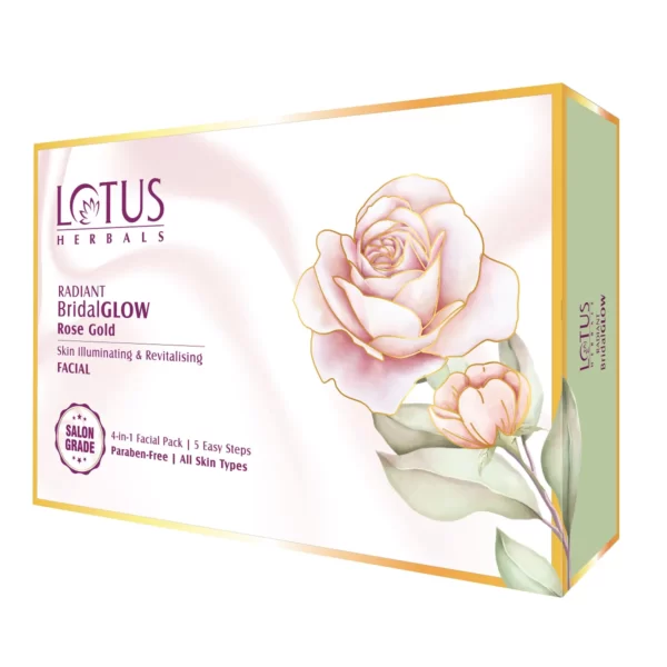 Lotus Herbals Radiant Bridal Glow Rose Gold Facial Kit(10gm+10gm+7gm+10gm+20gm)