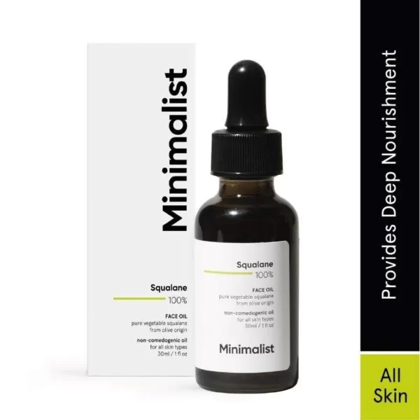 Minimalist Squalane 100% Facial Oil to Moisturize, Nourish & Reduce Fine Lines (Plant-derived)(30ml)