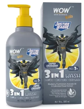 WOW Skin Science Kids 3 in 1 Wash (Caped Crusader Batman Edition)(300ml)