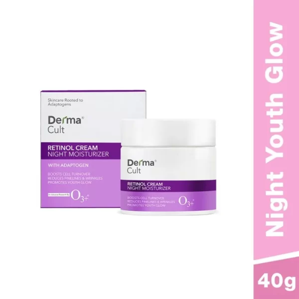 O3+ Derma Cult Retinol Cream Night Moisturizer for Wrinkles Radiance with Adaptogen(40 g)