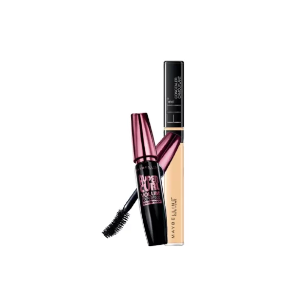 Maybelline New York Volum Express Hyper Curl Mascara - Waterproof Very Black + Fit Me Concealer - 25 Medium