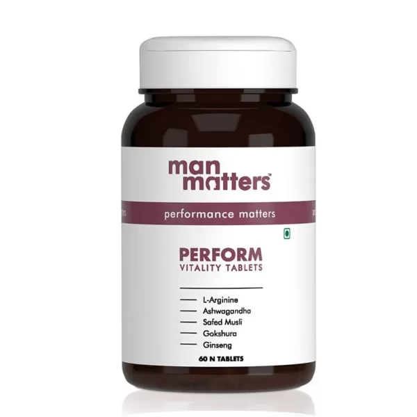 Man Matters PERFORM Vitality Tablets With Ashwagandha, Safed Musli, Gokshura & 8 natural herbs(60 tablets)