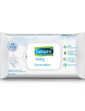 Cetaphil Baby Gentle Wipes With Aloevera & Vitamin E, 100% Biodegradable(40 pieces)